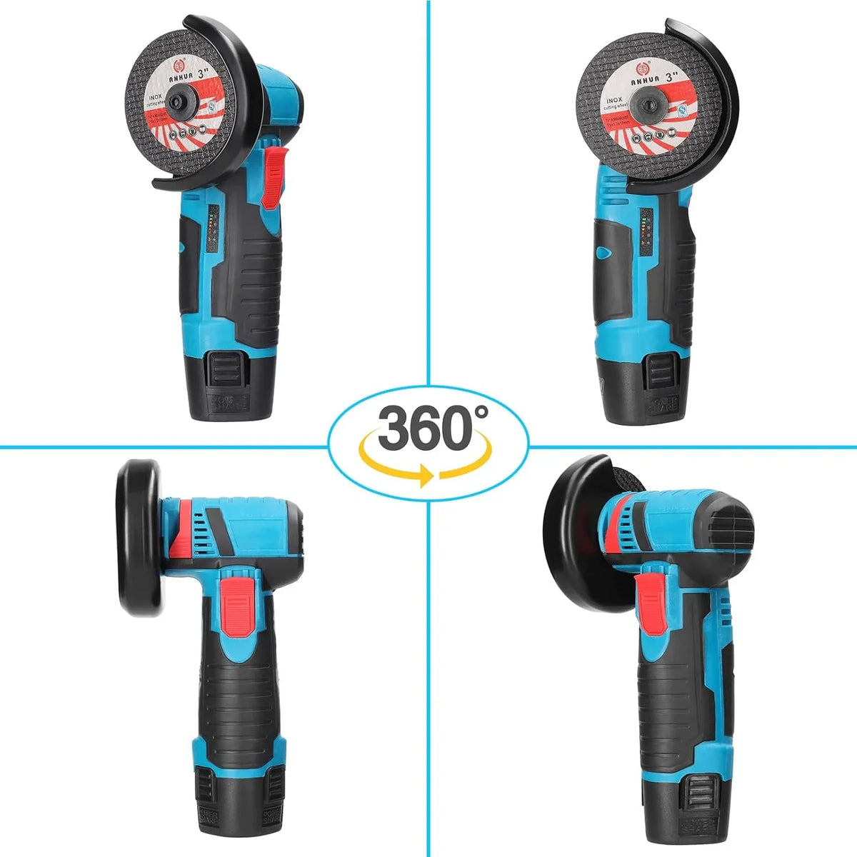 Mini Polizor Unghiular Portabil cu 2 Acumulatori si 2 Discuri, 24V