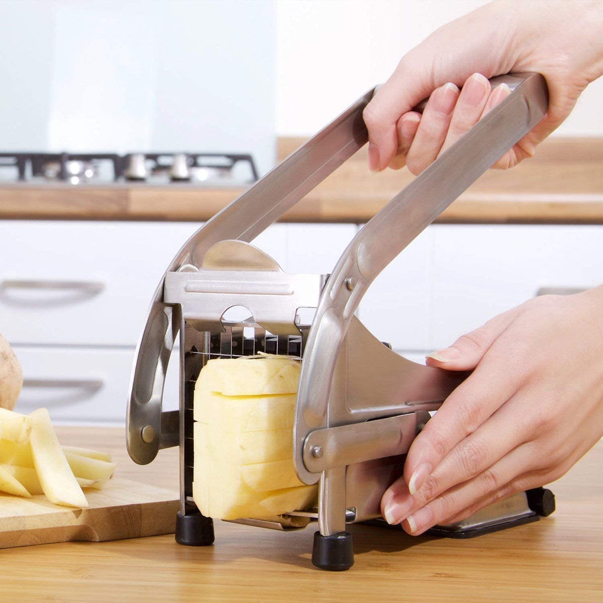 Aparat pentru Taiat Cartofi Pai si Legume, din Inox, cu 1 Forma de Taiere, Potato Chopper