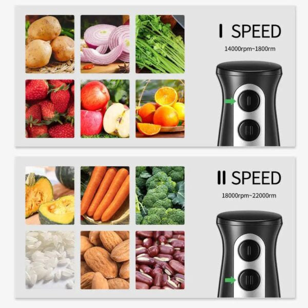 Blender de Mana Multifunctional – 2 Viteze, 2 Lame din Otel Inoxidabil, Mixare & Tocator, 5 Accesorii