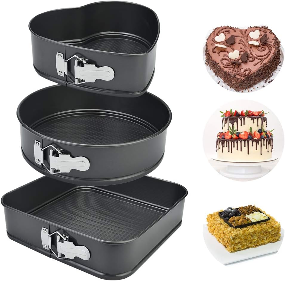 Set 3 Forme pentru Prajituri - Rotunda, Patrata si Inima