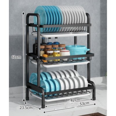 Suport pentru Vase cu 3 Nivele, Negru – 61 x 23,5 x 42 cm