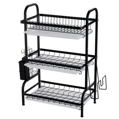 Suport pentru Vase cu 3 Nivele, Negru – 61 x 23,5 x 42 cm
