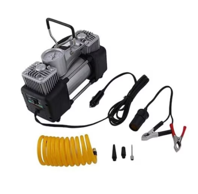 Kit Pana Auto Profesional – Compresor 12V cu 2 Cilindri, Metalic + Accesorii Complete | Rezistenta & Performanta